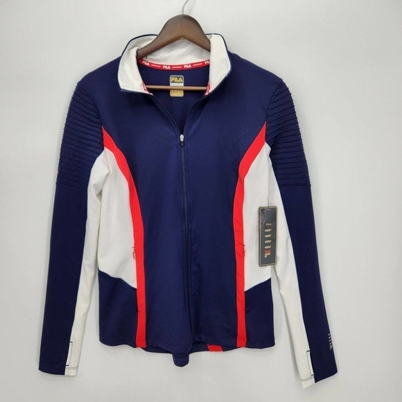 New Fila Womens Catia Track Jacket Full Zip Red White Blue Size Medium - Picture 1 of 4